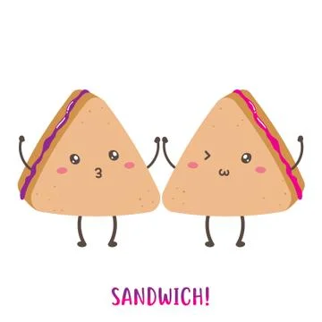 Pair of cute happy sandwich vector design Stock Illustration