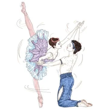 Pair of dancers dancing classic dance Stock Illustration