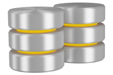 Pair of databases icon with yellow elements Stock Illustration