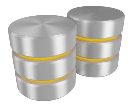 Pair of databases icon with yellow elements perspective view Stock Illustration
