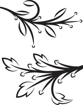 Pair of decorative floral braches. Vector illustration. Stockillustratie