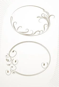 Pair of decorative floral oval vector frame. Stock Illustration