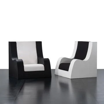 Pair of designer armchairs Foto stock