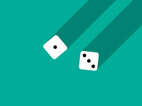 A pair of dice with numbers 1 and 3. Craps dice pair on a green table with .. Ilustração Stock