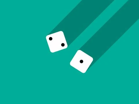 A pair of dice with numbers 1 and 2. Craps dice pair on a green table with .. Illustrazione stock