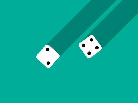 A pair of dice with numbers 2 and 4. Craps dice pair on a green table with .. Ilustração Stock