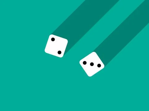A pair of dice with numbers 2 and 3. Craps dice pair on a green table with .. Ilustração Stock