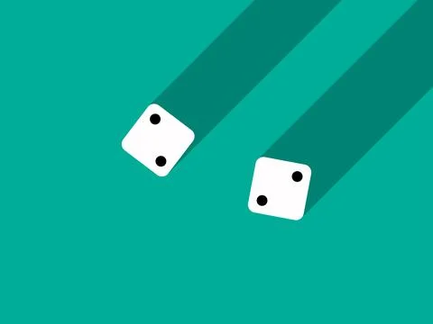 A pair of dice with numbers 2 and 2. Craps dice pair on a green table with .. Ilustração Stock