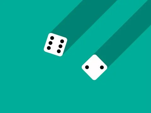 A pair of dice with numbers 2 and 6. Craps dice pair on a green table with .. Ilustração Stock