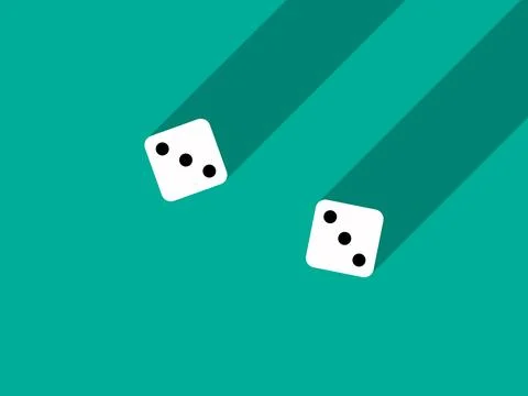 A pair of dice with numbers 3 and 3. Craps dice pair on a green table with .. Ilustração Stock