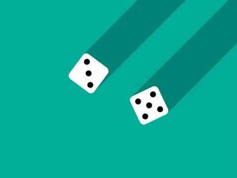 A pair of dice with numbers 3 and 5. Craps dice pair on a green table with .. Ilustração Stock