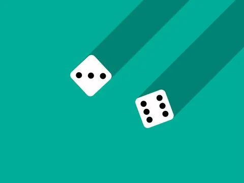 A pair of dice with numbers 3 and 6. Craps dice pair on a green table with .. Ilustração Stock
