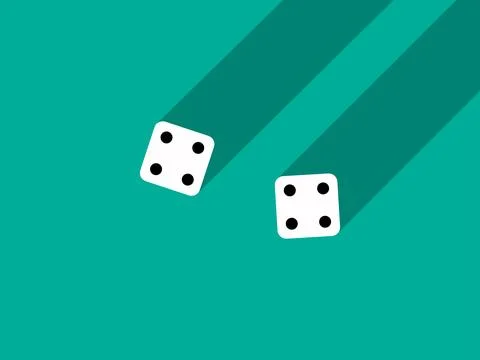 A pair of dice with numbers 4 and 4. Craps dice pair on a green table with .. Ilustração Stock