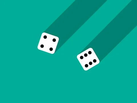 A pair of dice with numbers 4 and 6. Craps dice pair on a green table with .. Ilustração Stock