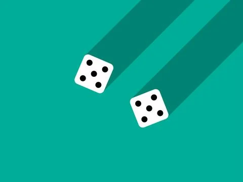 A pair of dice with numbers 5 and 5. Craps dice pair on a green table with .. 스톡 일러스트