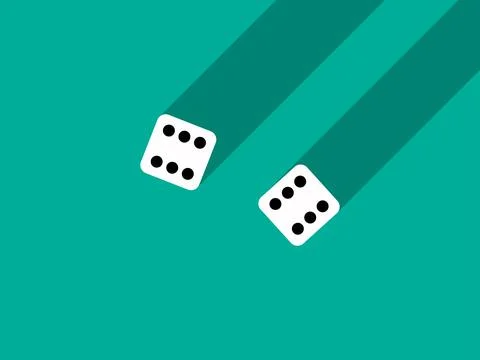 A pair of dice with numbers 6 and 6. Craps dice pair on a green table with .. Ilustração Stock