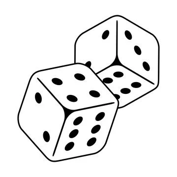 Pair Of Dice Rolling Outline Vector Stock Illustration