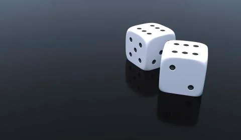 Pair of dice with winning combination of six numbers 3d render Stock Illustration