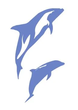A Pair of Dolphins Stock Illustration