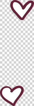 Pair of doodle hearts are floating on transparent canvas showing burgundy Ilustração Stock