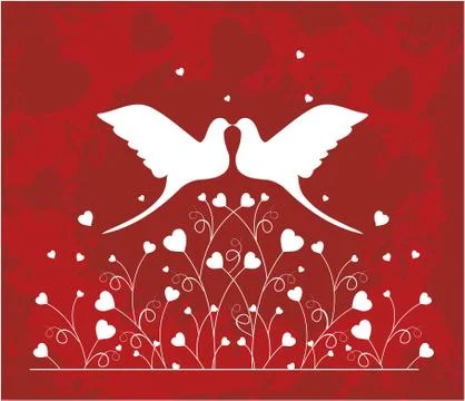 Pair of doves in love Stock Illustration