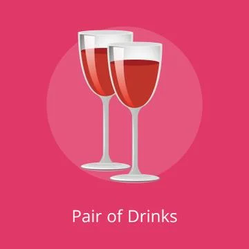 Pair of Drinks Winery Refreshing Merlot Beverages Stock Illustration