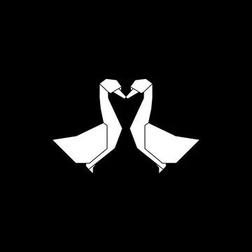 Pair Duck Shape Inspired by Origami Form Stock Illustration