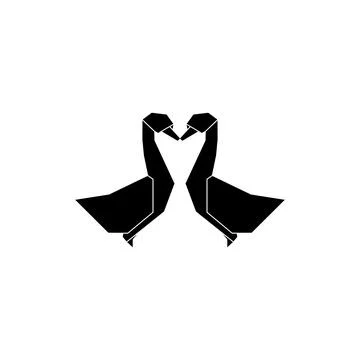 Pair Duck Shape Inspired by Origami Form Ilustração Stock