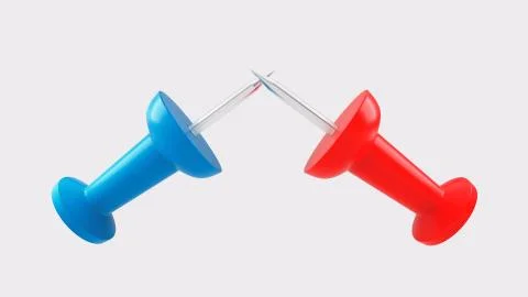 A Pair of Dueling Thumbtacks Stock Illustration