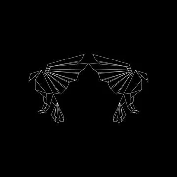 Pair Eagle Polygonal Lines Ilustração Stock