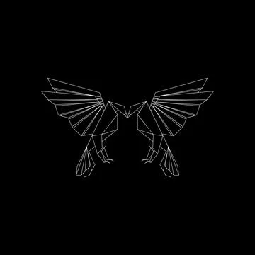 Pair Eagle Polygonal Lines Stock Illustration