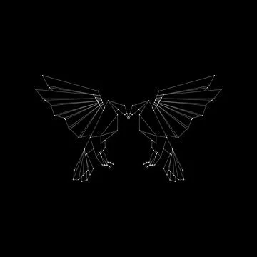 Pair Eagle Polygonal Lines Ilustração Stock
