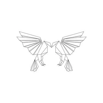 Pair Eagle Polygonal Lines Stock Illustration