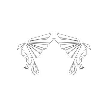 Pair Eagle Polygonal Lines Ilustração Stock