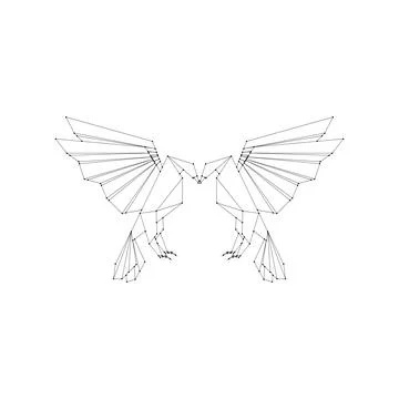 Pair Eagle Polygonal Lines Ilustração Stock