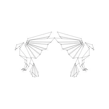 Pair Eagle Polygonal Lines Ilustração Stock