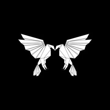 Pair Eagle Shape Inspired by Origami Form Ilustração Stock