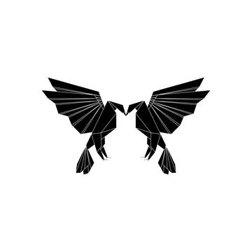 Pair Eagle Shape Inspired by Origami Form Stock Illustration