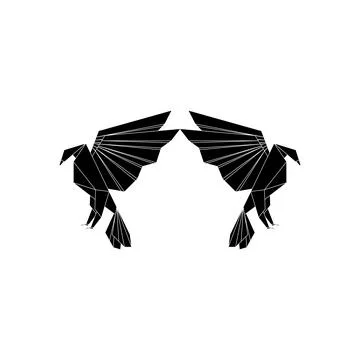 Pair Eagle Shape Inspired by Origami Form Ilustração Stock
