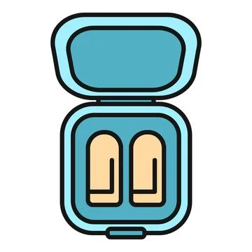 Pair of earplugs in open protective case Ilustração Stock