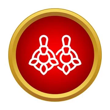 Pair of earrings icon on red button Ilustração Stock
