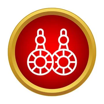 Pair of earrings icon in a red circle Ilustração Stock
