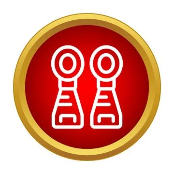 Pair of earrings in red round frame icon Stock Illustration