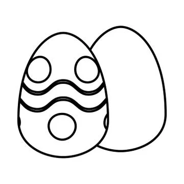 Pair easter eggs painted icon Ilustração Stock