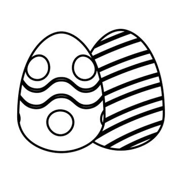 Pair easter eggs painted icon Ilustração Stock