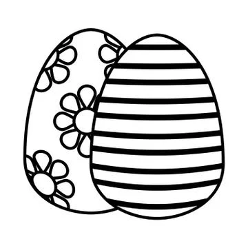 Pair easter eggs painted icon Ilustração Stock