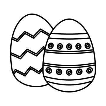Pair easter eggs painted icon Ilustração Stock