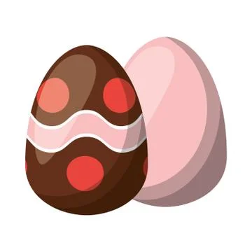 Pair easter eggs painted icon Ilustração Stock