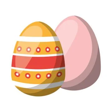 Pair easter eggs painted icon Ilustração Stock