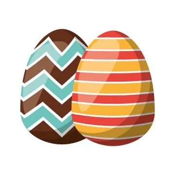 Pair easter eggs painted icon Ilustração Stock